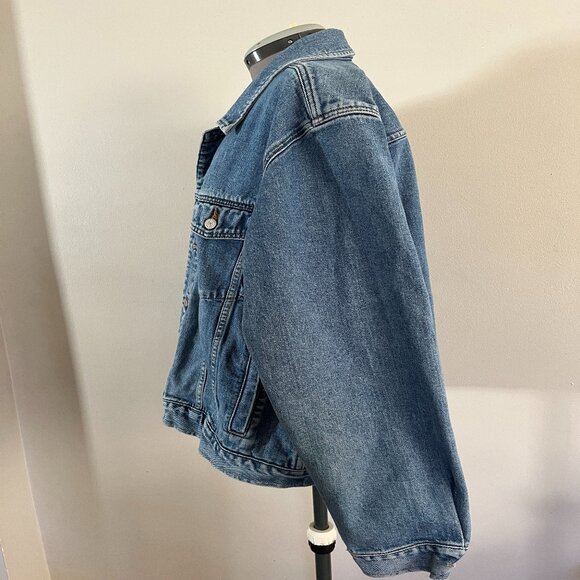 VTG Y2K Eddie Bauer Sz XL Men's Cotton Denim Trucker Style Jean Jacket - Picture 3 of 12